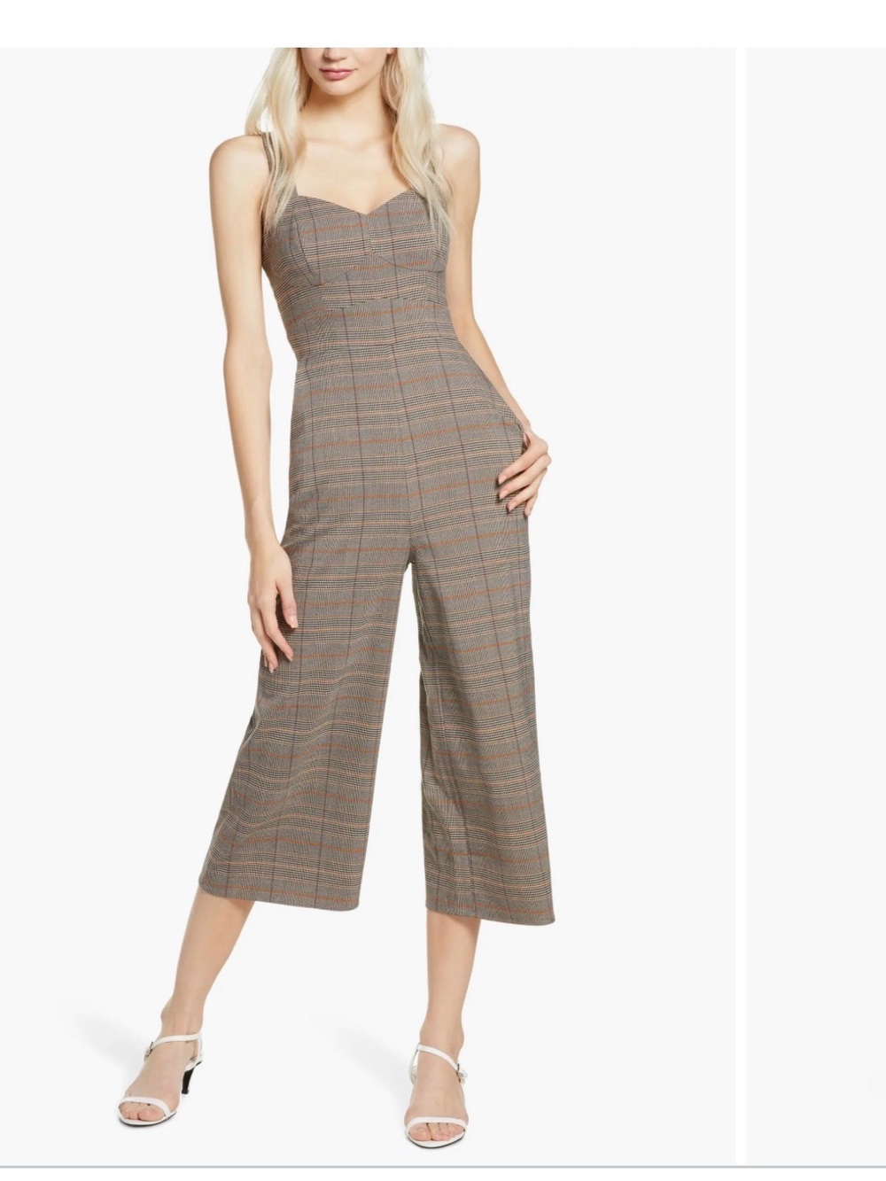ALI & JAY Brown Plaid Wide-Leg Jumpsuit